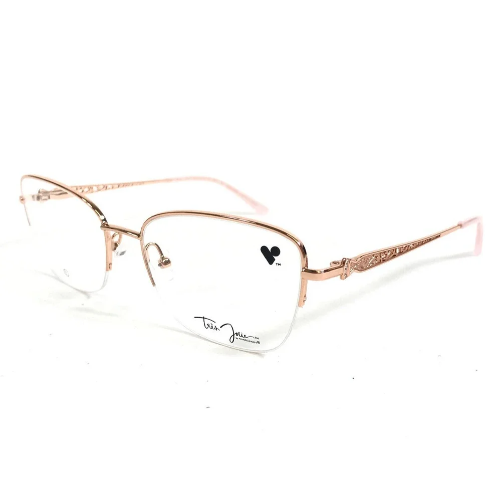 Tres Jolie Eyeglasses Frames 200 770 Rose Gold Cat Eye Half Rim 55-18-140